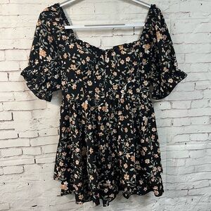 INSPIRED HEARTS Mini Dress Large Coquette Floral Boho Cottagecore Babydoll